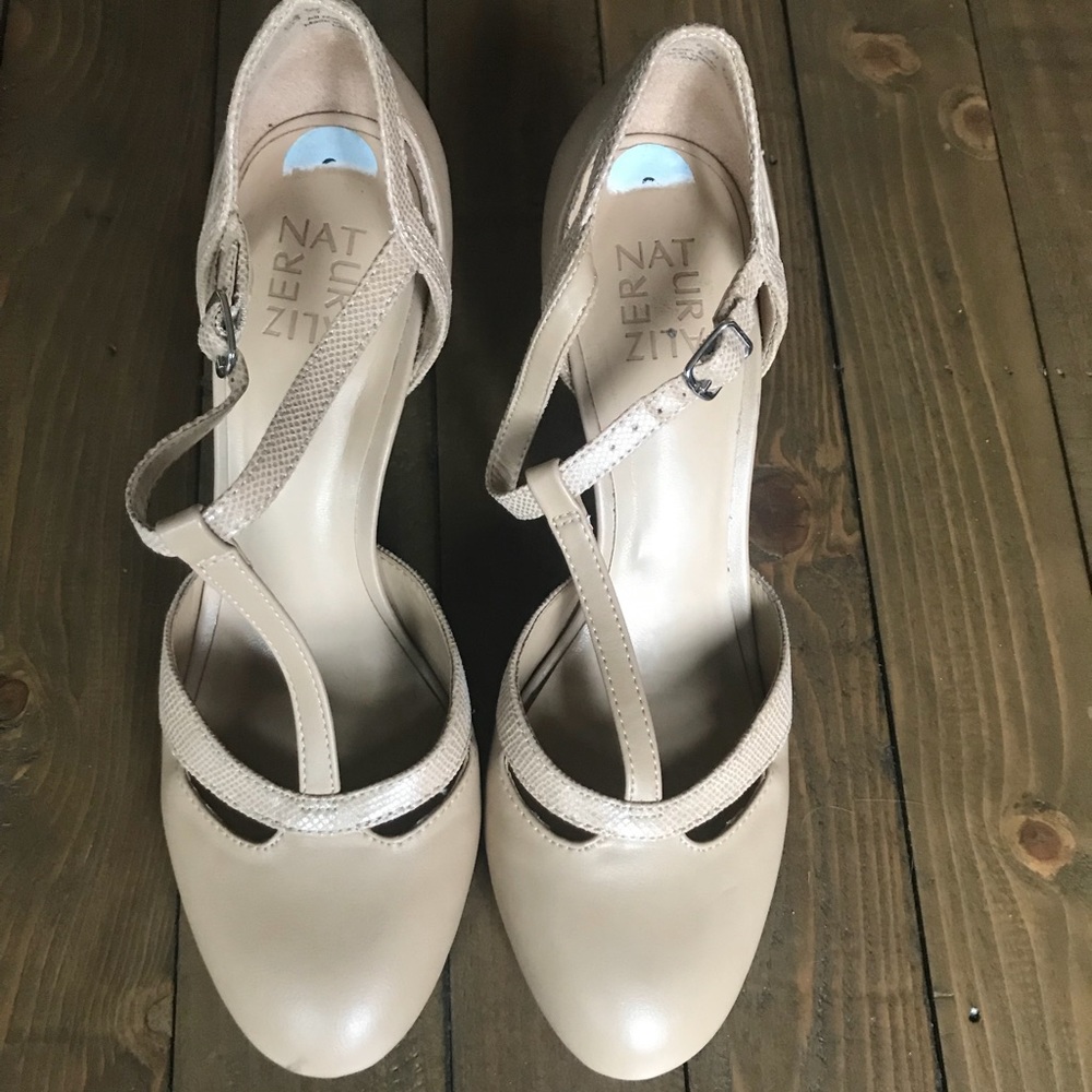 Tan T Strap Retro Heels